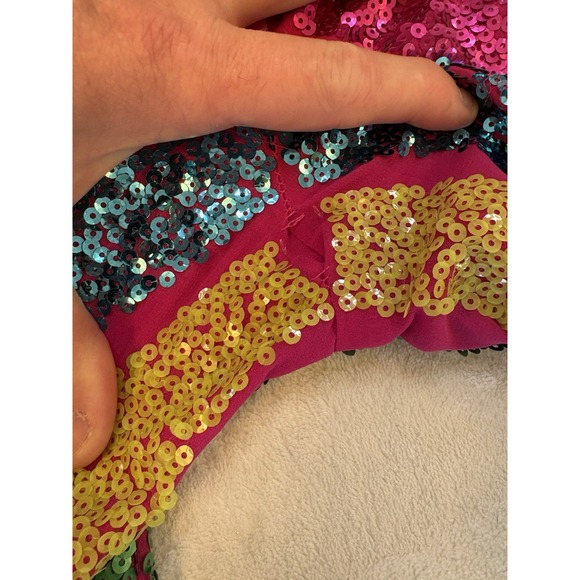 Nasty Gal Multicolor Sequin Halter Wide-Leg Jumpsuit Striped Size 10 - Picture 3 of 8